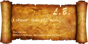 Lohner Benjámin névjegykártya
